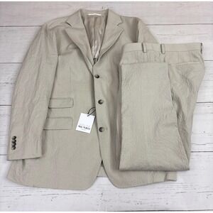 Atelier Munro Suit Mens 46S 42x27 Beige Seersucker Cotton Stretch 2 Pc Subalpino